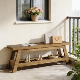 Entryway Bench, 2-Tier Foyer Seating Bench with Shoe Storage