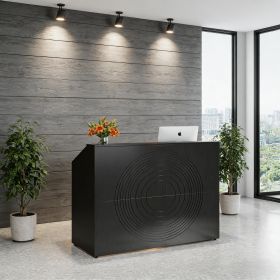 Reception Desk, Modern Front Desk Counter Table with Open Shelves
