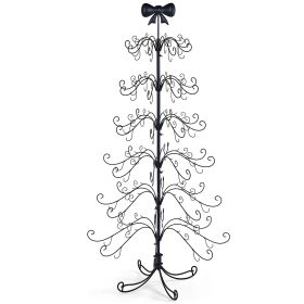 6ft Black PVC Metal Artificial Christmas Tree with Bow Topper, No Extra Ornaments, Daily Decor Tree