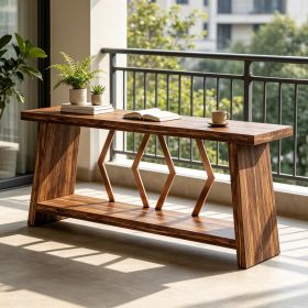 Extra Long  2-Tier Wooden Console Sofa Table with Storage Extra Large Hallway Table for Living Room Decor