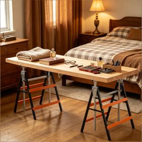 2 Pack Heavy Duty Metal Folding Saw Horses Adjustable Height Workbench Frame DIY Project Stand Tools
