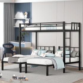 Detachable Metal Triple Bunk Bed, Top Bunk Fits Twin XL Mattress, Lower Bunks for Standard Twin Mattress, Noise-Free Frame for Bedroom Dorm Guest