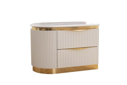 Laura Gold Detailed Left 2-Drawer Nightstand made with Wood in White