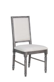 Leventis Cream Linen & Weathered Gray Finish Side Chair (Set of 2)