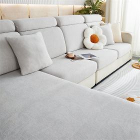 1 Pc Winter Plush Sofa Cushion, Anti Slip Seat Cushion, Thickened All Inclusive Sofa Cover, All Season Universal Fabric Sofa Towel Cover (Color: Light Gray, size: Sofa head cover)