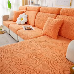 1 Pc Jacquard Velvet Elastic Sofa Cover, All Inclusive Universal Set, Anti Cat Scratch Hat, All Season Universal Anti Slip Seat Cushion (Color: Orange, size: Single seat)