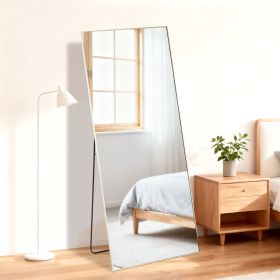 65"x24" Floor Mirror with Aluminum Alloy Frame  Full Length Mirror with Stand Body Wall-Mounted Mirrors For Bedroom Bathroom (Color: golden/24x65--rect)