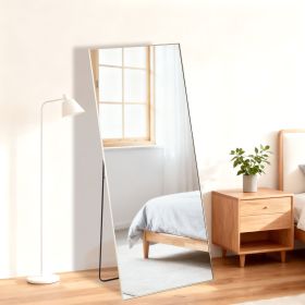 58"x19" Full Length Mirror with Stand Floor Mirror with Aluminum Alloy Frame Body Wall-Mounted Mirrors For Bedroom Bathroom (Color: Golden-rect-58X19)