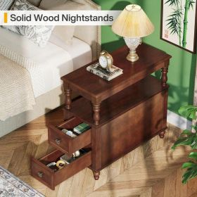 Nightstand (Color: Dark Cherry Wood Color)