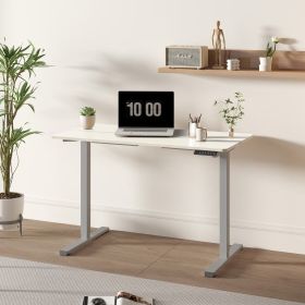 Electric Standing Desk Adjustable Height Desk with Two-Piece Tabletop Home Office Computer Workstation Sit Stand up Desk (Main Color: Grey+White, Main Material: Metal & Wood)